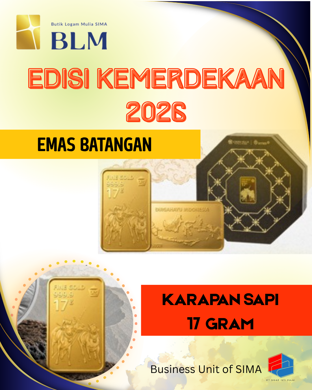 Antam Logam Mulia 17 Gram CertiEye 2026 – Edisi Kemerdekaan 2026