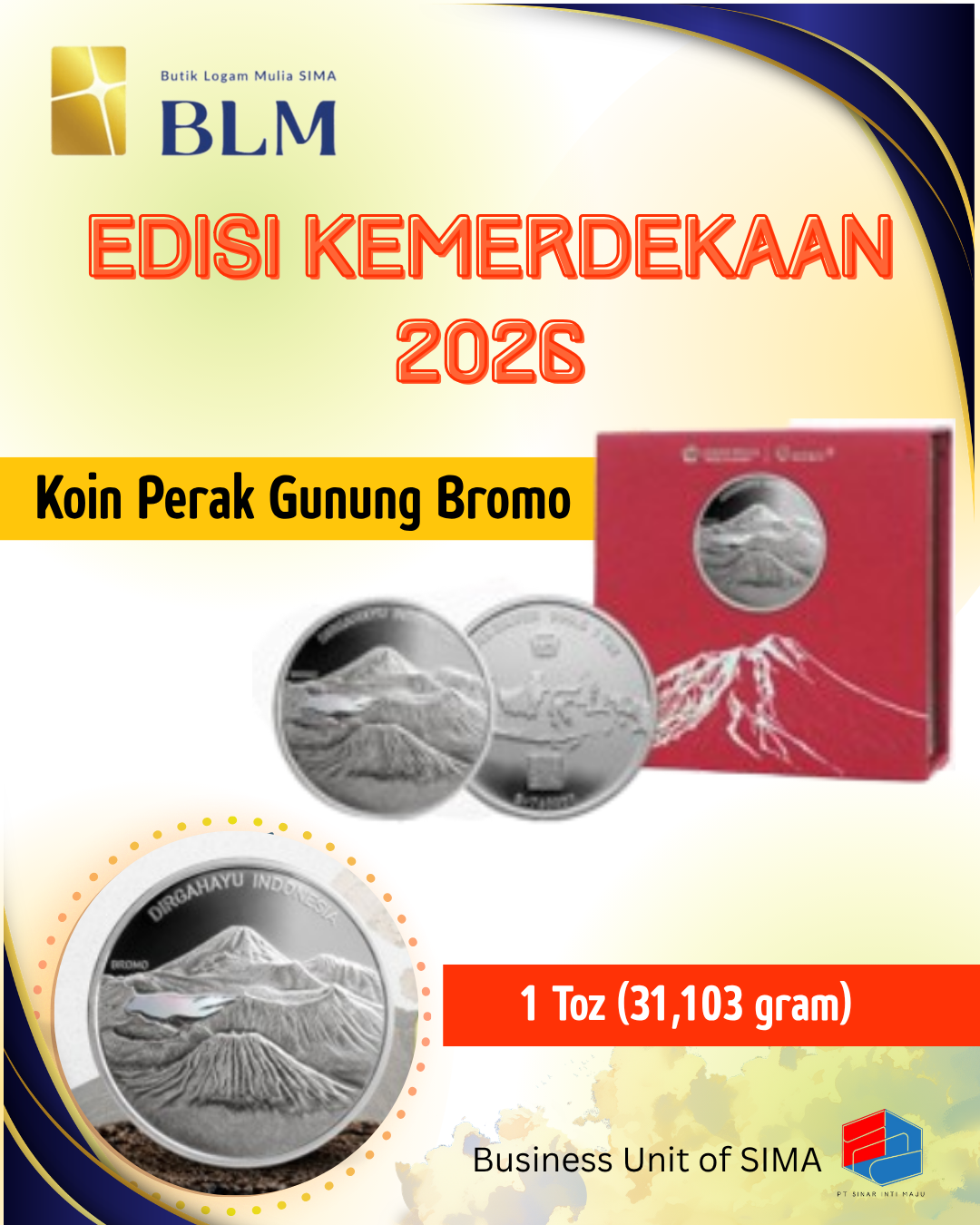 Perak Antam Logam Mulia 31.103 gr – Edisi Kemerdekaan 2026